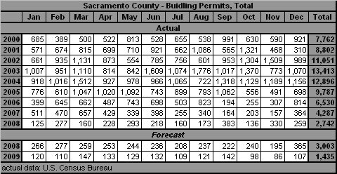 table, Building Permits, 2000-2009
