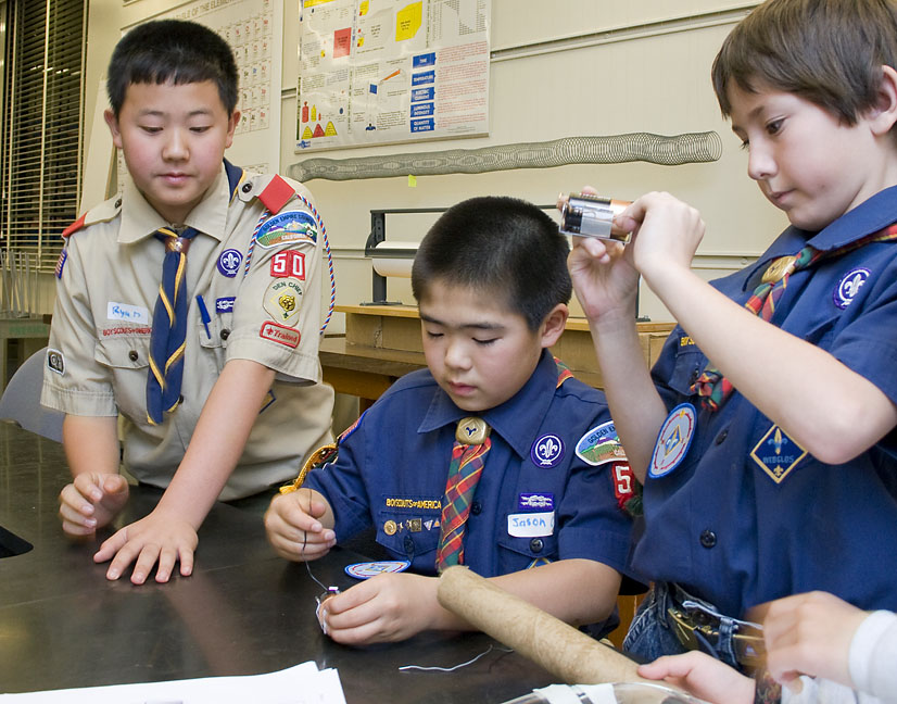 Picture of scout(s) doing physics experaments