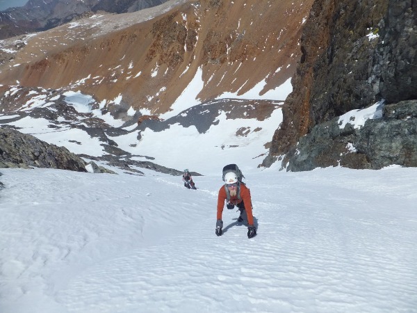 Adam near the top of Dana Couloir