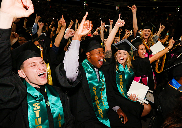 A photo of students at Commencement