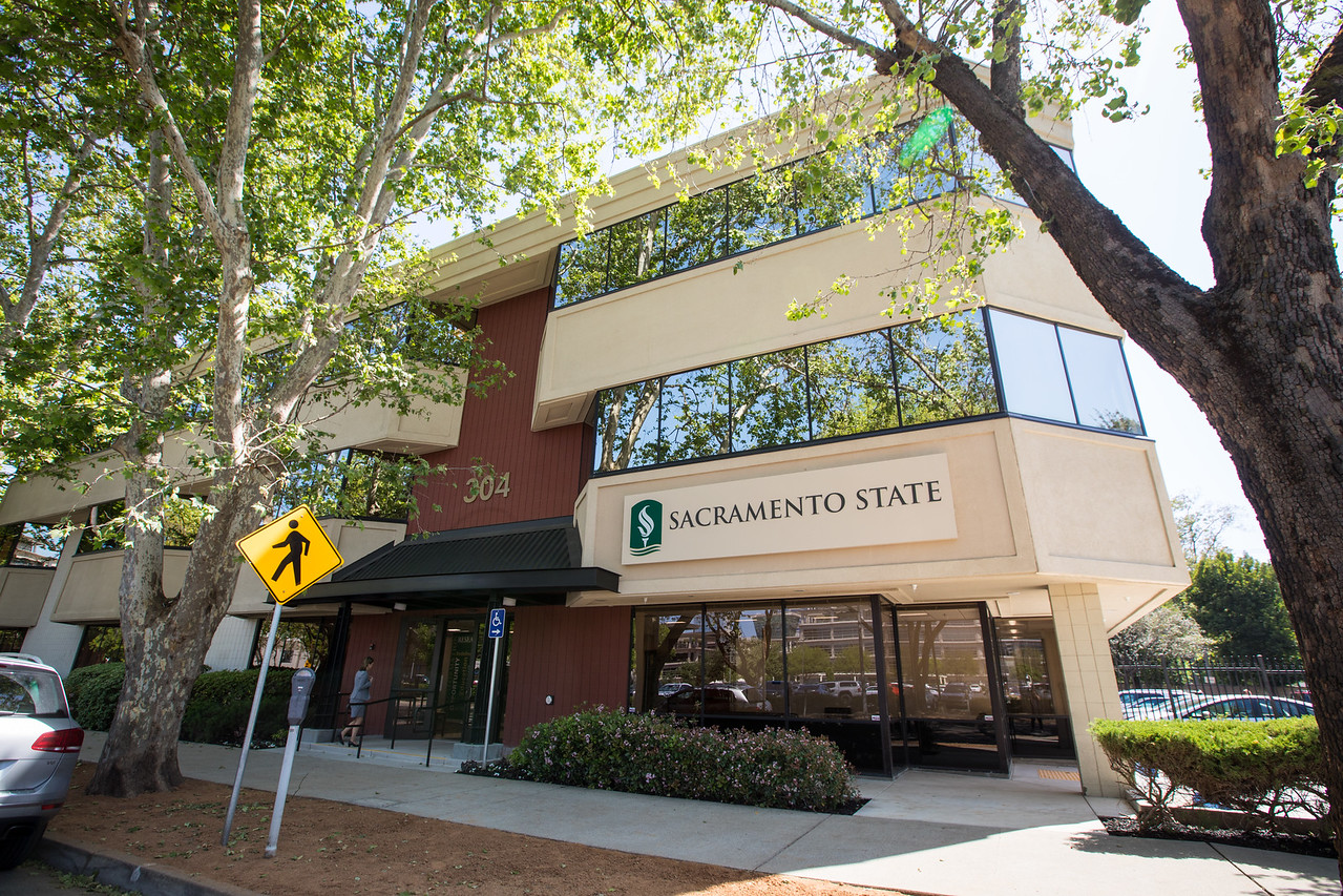 A photo of the Sac State Downtown building