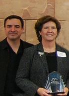 Linda Hafar accepts award