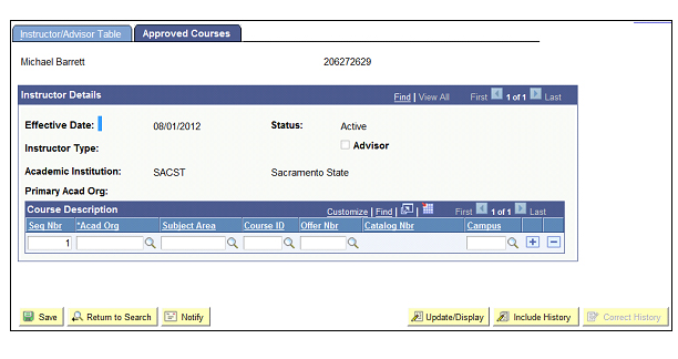 Figure 27:  Approved Courses tab.