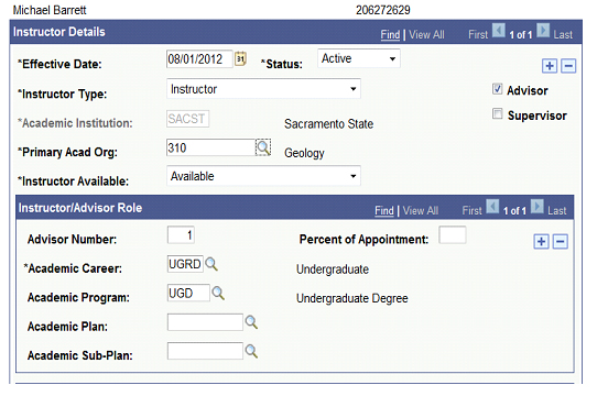 Figure 29:  Existing instructor data.