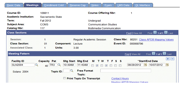Figure 3: Meetings tab.