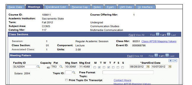 Figure 4: Meetings tab.
