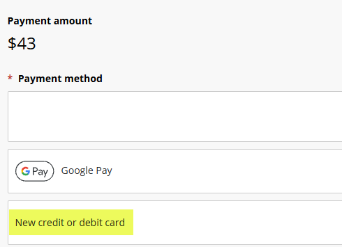 screenshot showing 43 payment amount for ACE fee