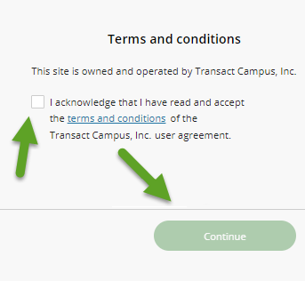 screenshot of terms and conditions page