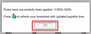 CHRS Timesheet asks to click OK to refresh