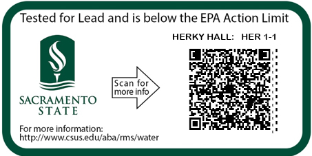 Sample label placed on water fountainsthrough out Sacramento State.