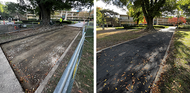 Multi-craft repaired the raised walk near Douglass Hall and the main quad.