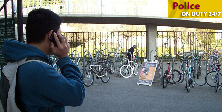 Male student reports suspicious activity near a bike compound.