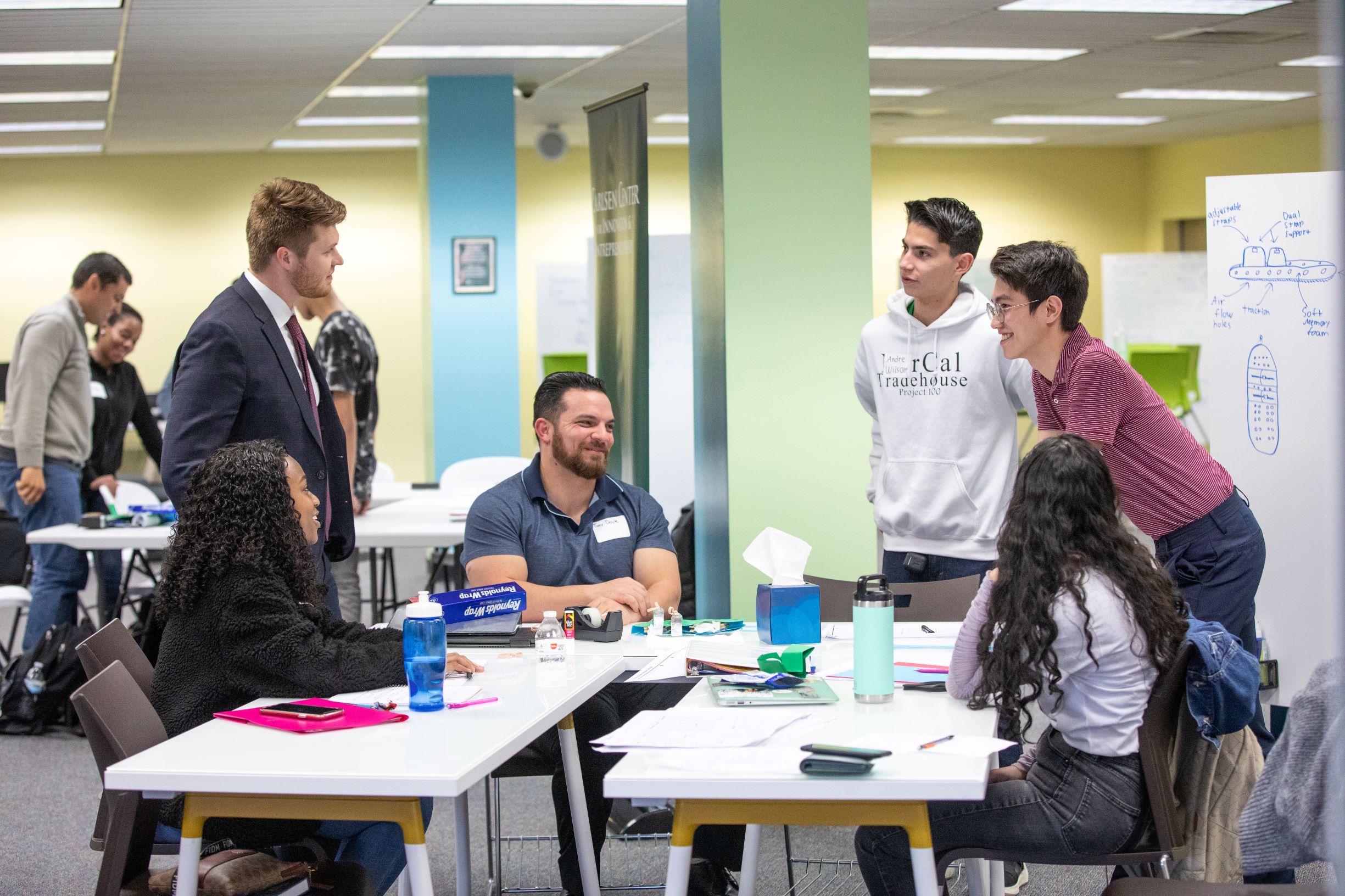 Cameron Law with students at a Startup Bootcamp, Feb. 2020