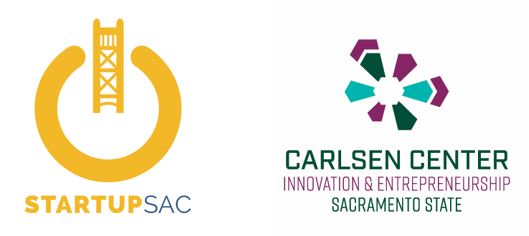 Logos for Startup Sac and the Carlsen Center