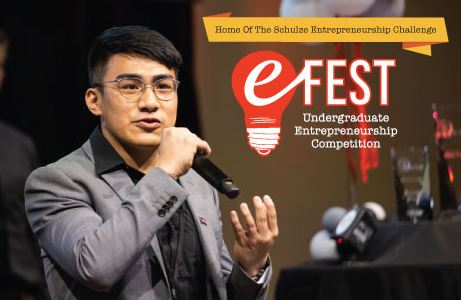 Student pitching at e-Fest 