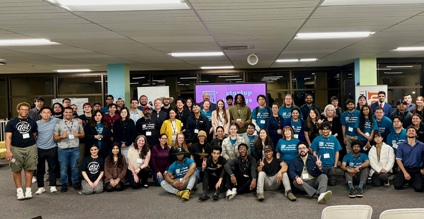 Large group photo of Startup Challenge participants
