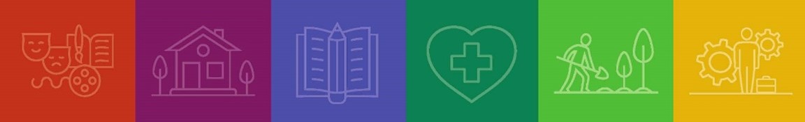 Colorful banner with icons