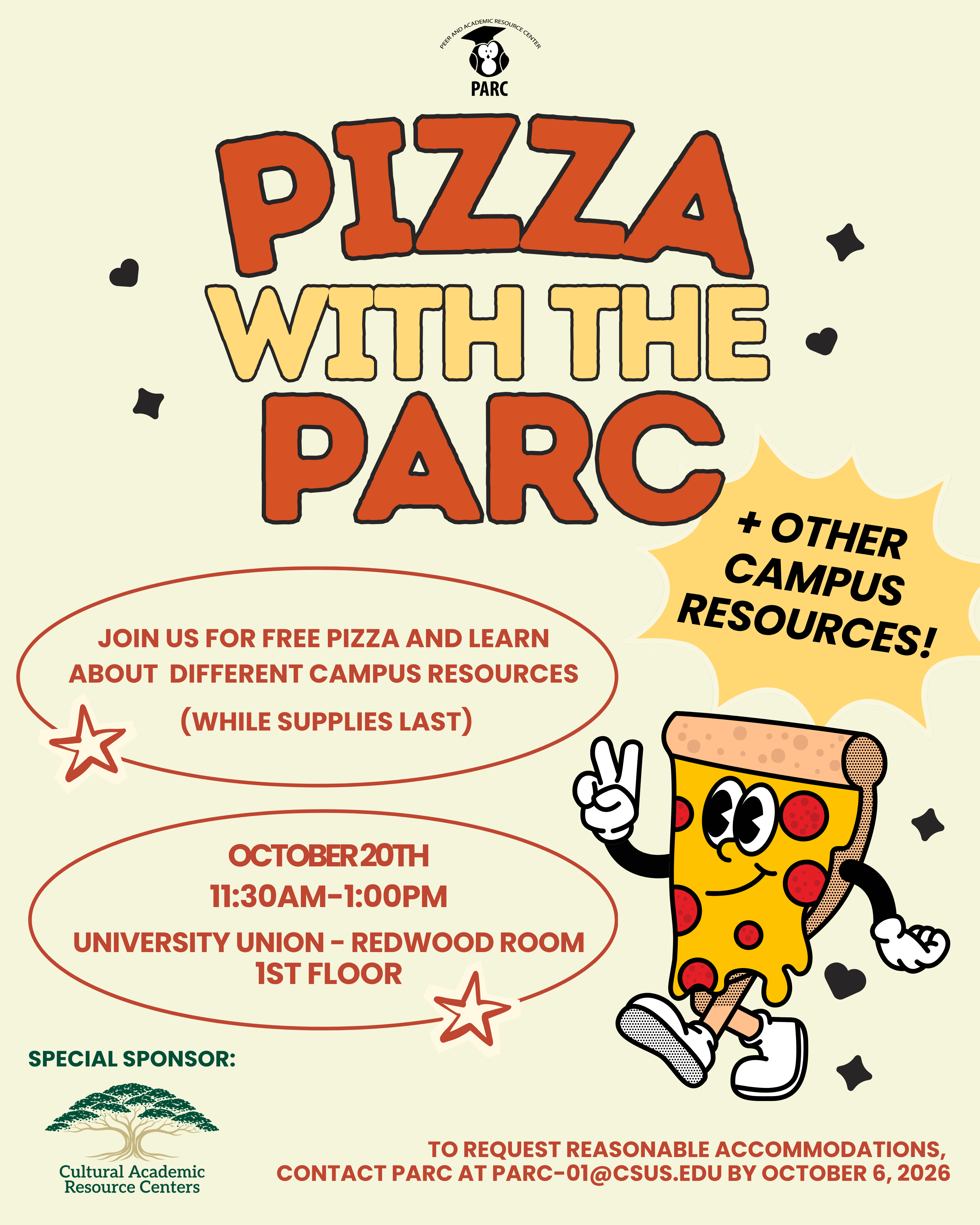 Pizza with the PARC 2026 Flyer