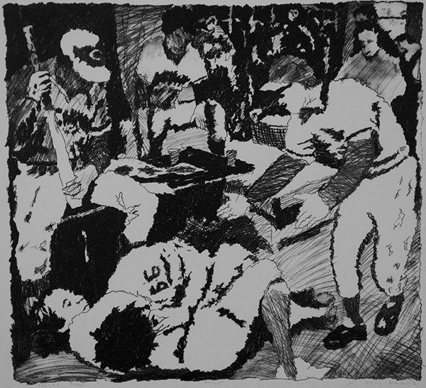 Staged Brawl Lithograph