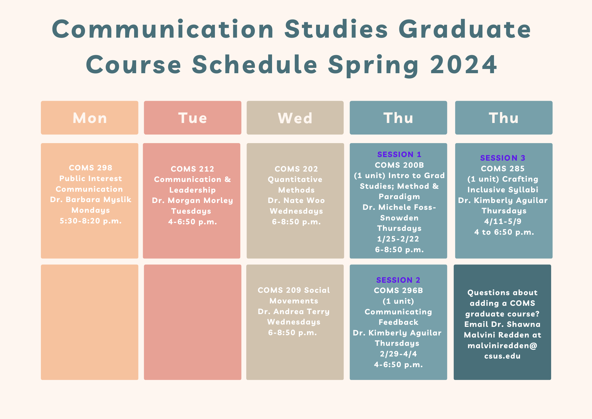 communication studies spring 2024 graduate class schedule