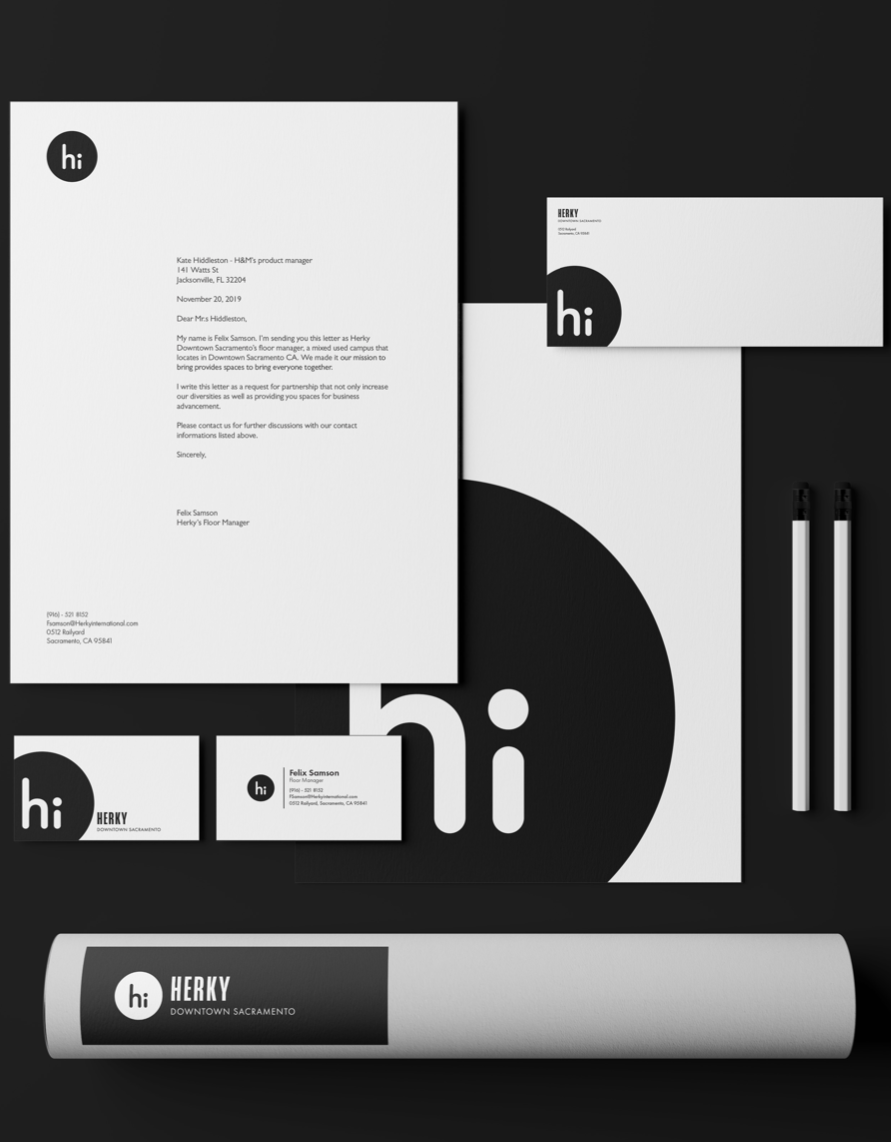 Student branding exercise with variety of stationery