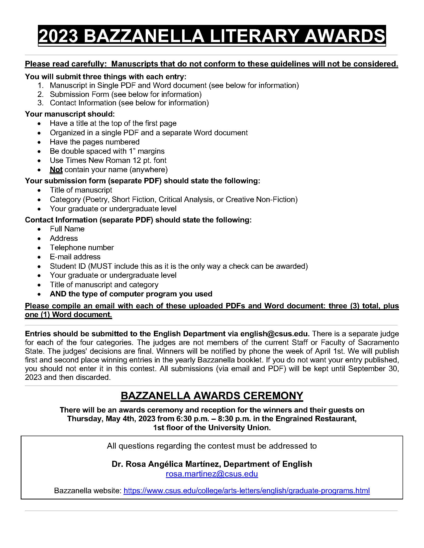 Page 3 of Bazzanella Award Flyer