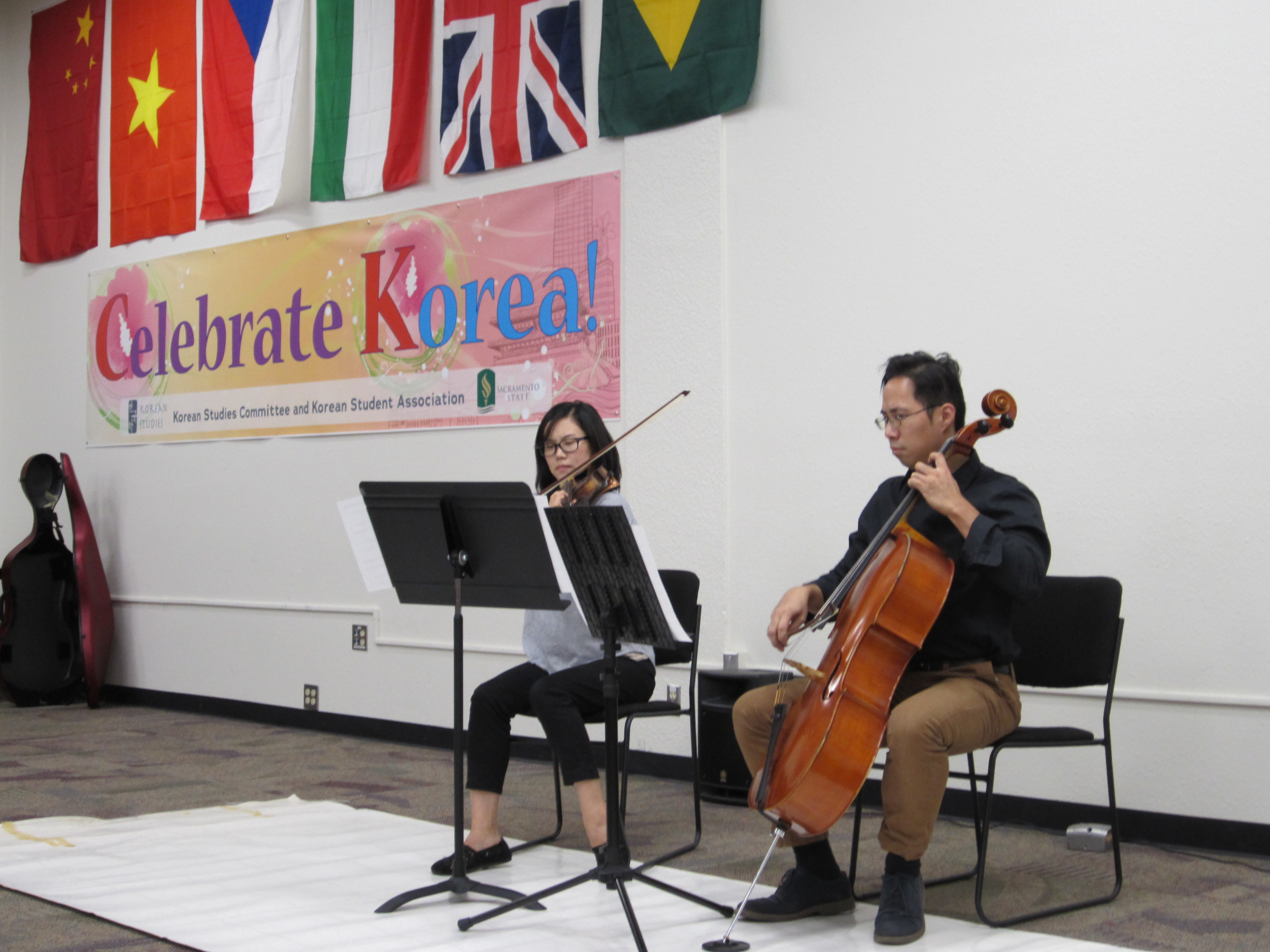 Two musicians playing together