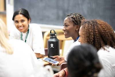 students talking