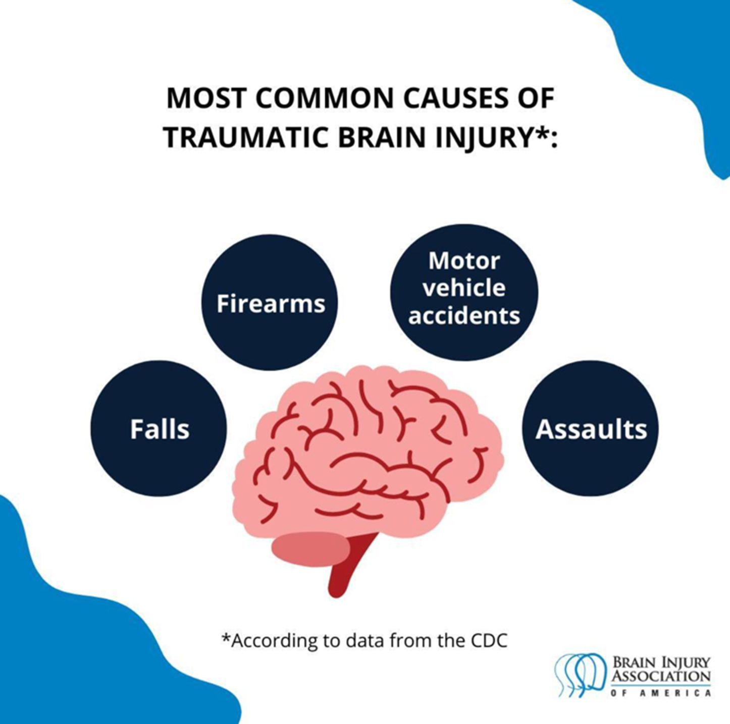 Most common causes of traumatic brain injury diagram