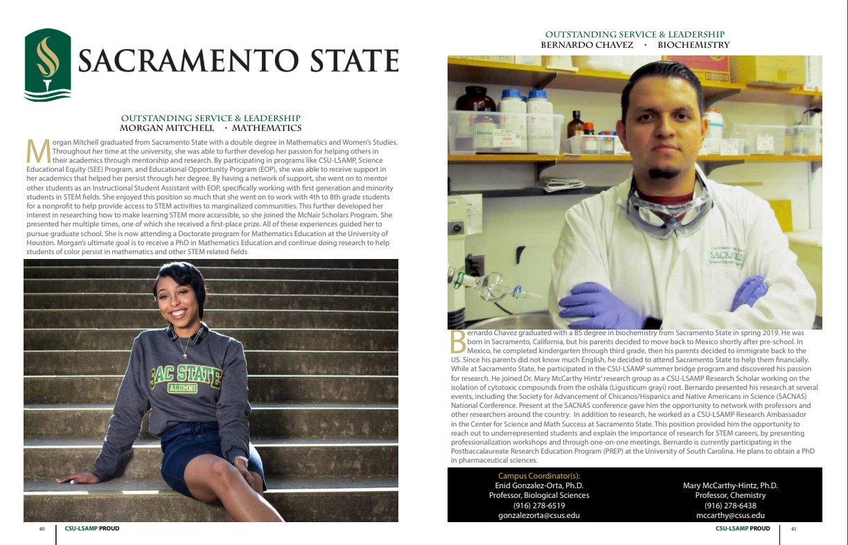 Screenshot of CSU-LSAMP Publication page featuring Sac State students