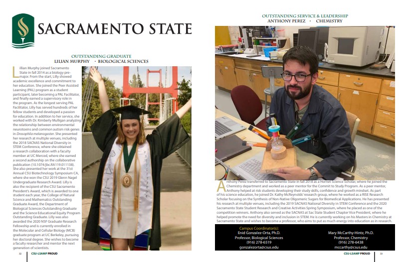 Screenshot of CSU-LSAMP Publication page featuring Sac State students
