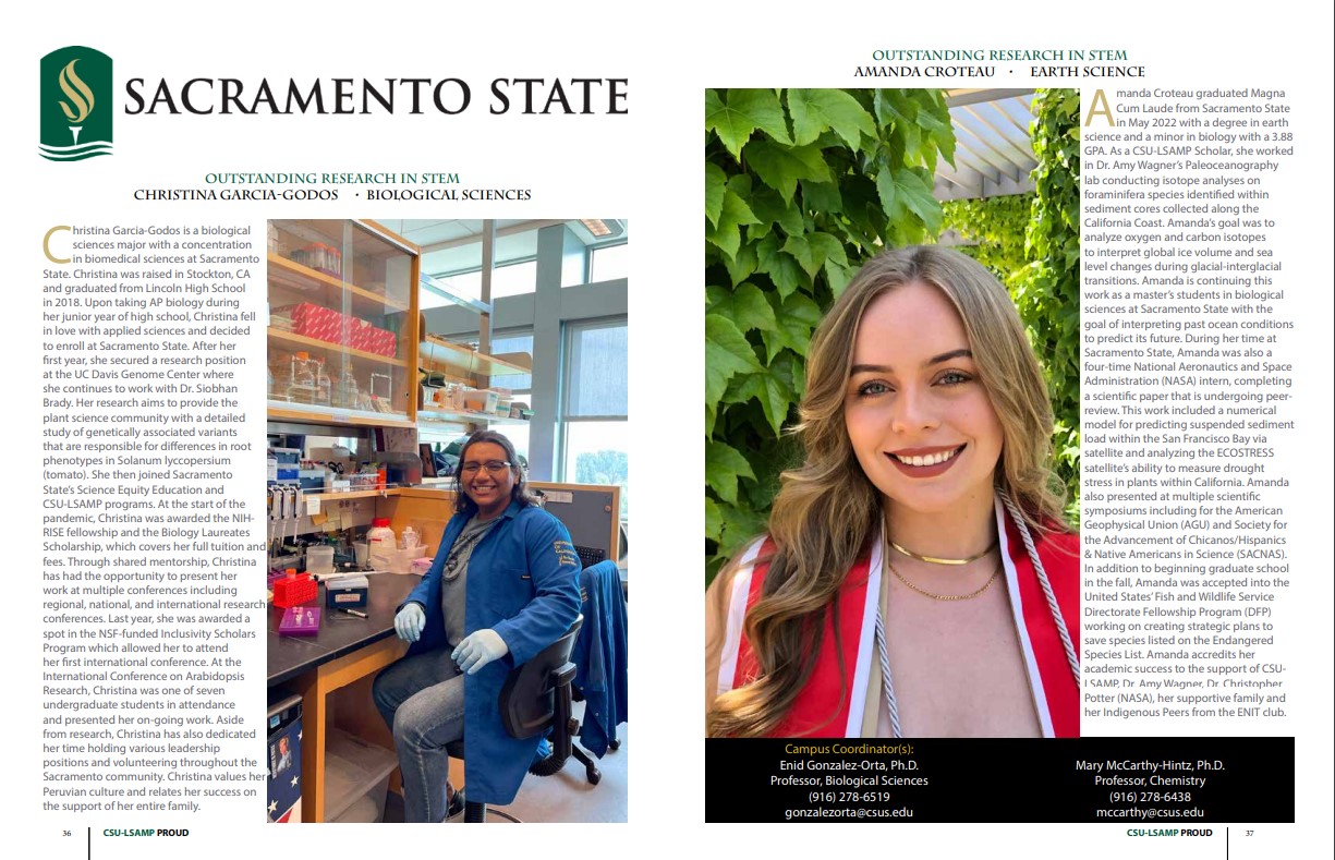 Screenshot of CSU-LSAMP Publication page featuring Sac State students