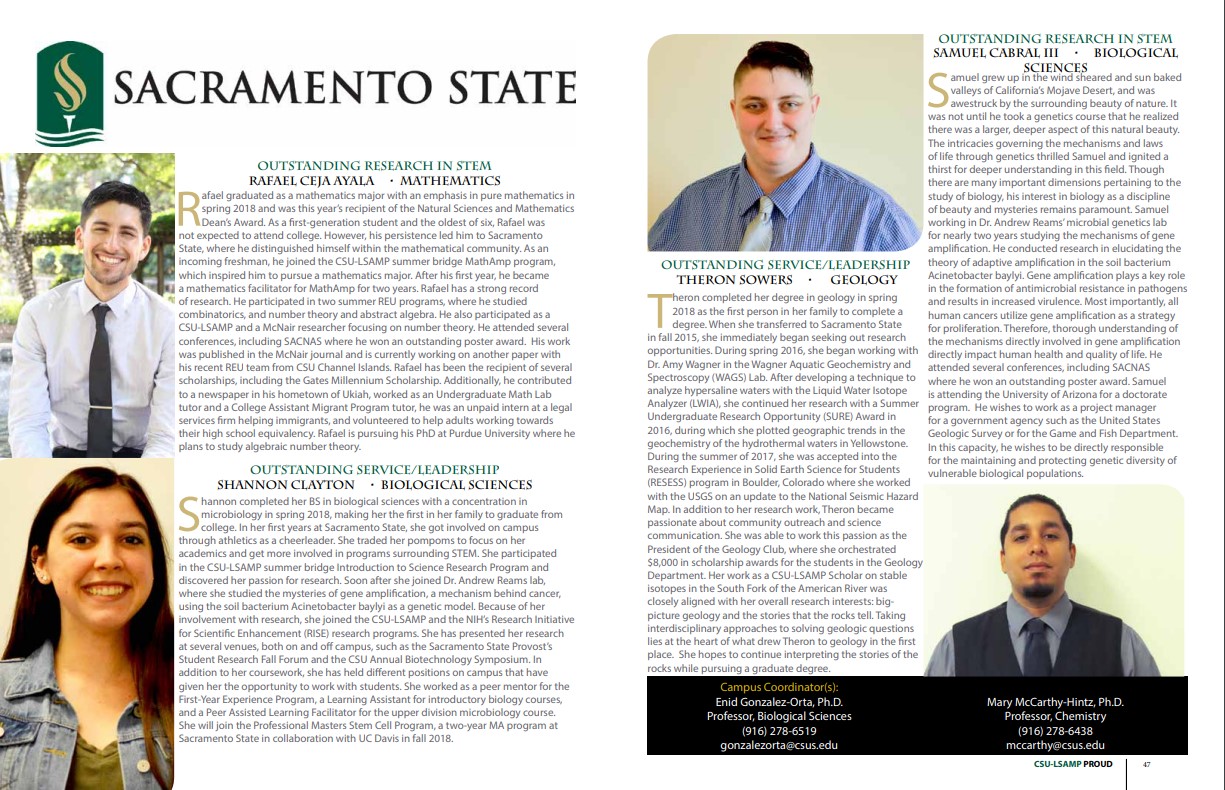 Screenshot of CSU-SPaRA Publication page featuring Sac State students