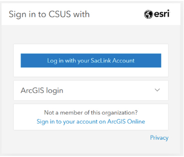CSUS signle-signon screen for ArcGIS Pro