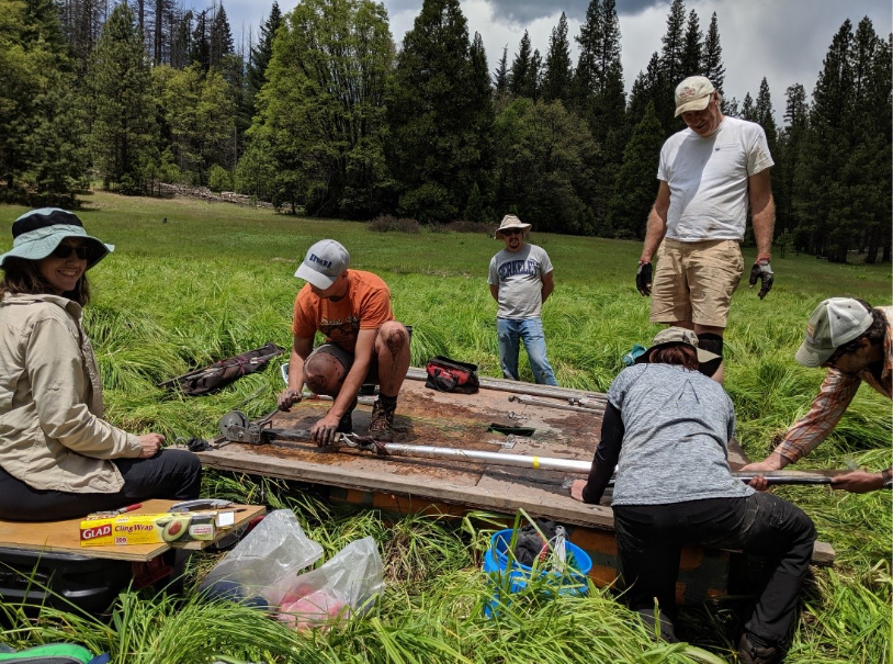 geology students conducting field research