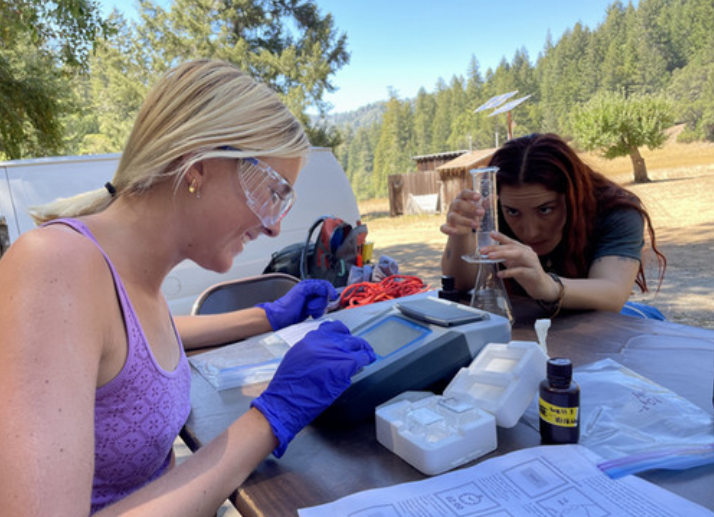 two women working together on research in Geology