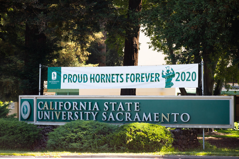 Sign at Sac State entrance