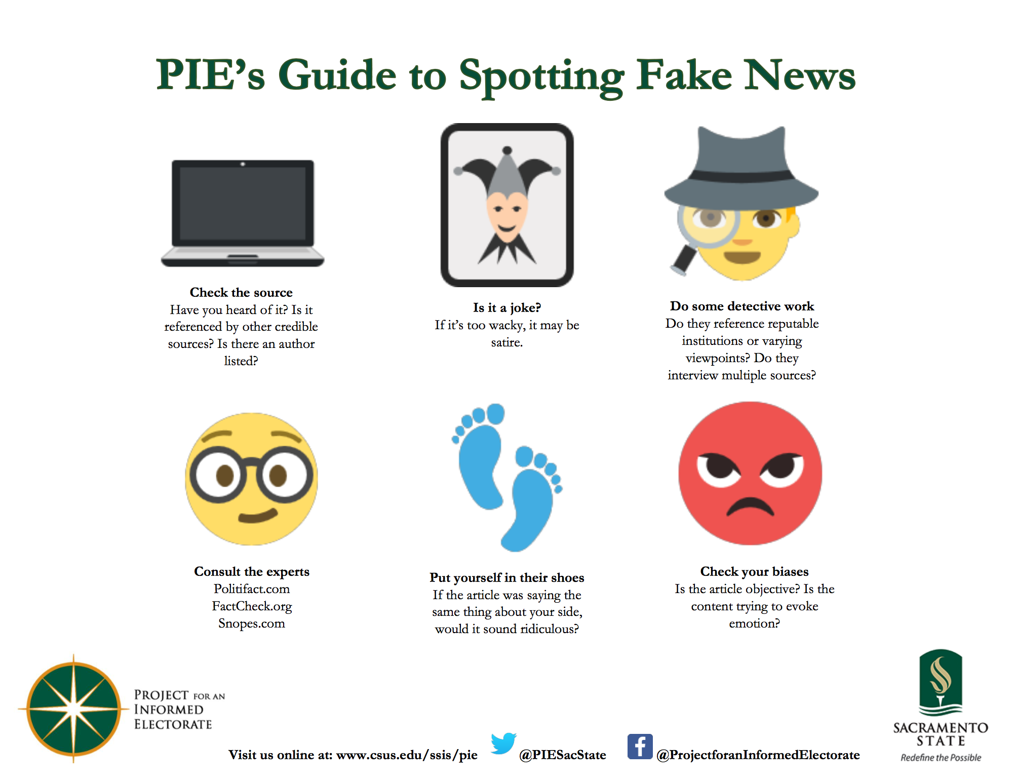 PIE Fake News flier guide