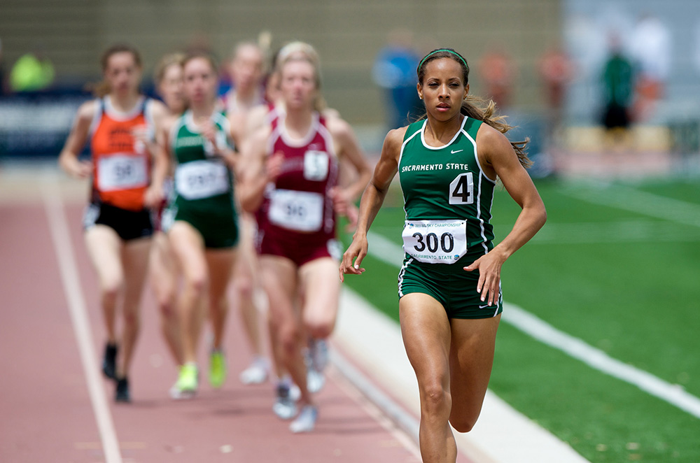 women compete in the Big Sky Conference Track & Field events