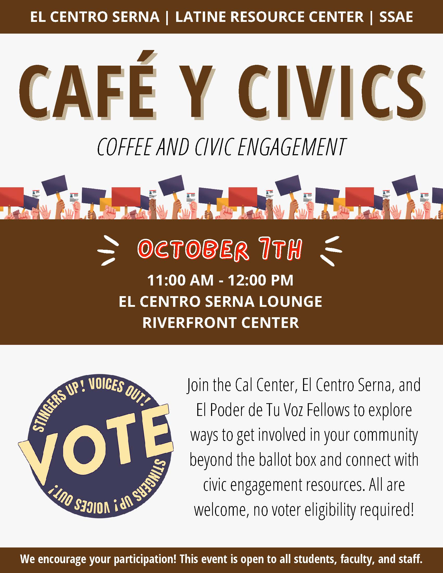 Cafe y civics event flyer