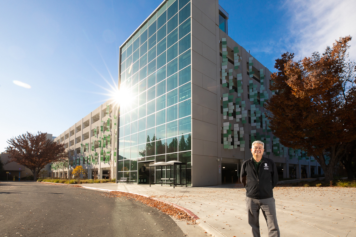 Tony Lucas in front of Parking Structure 5