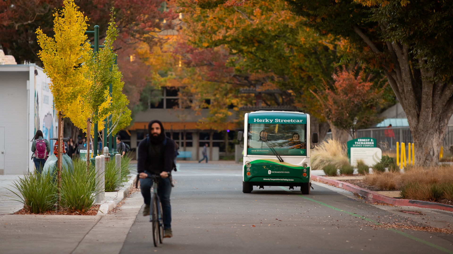 Campus shuttle driving