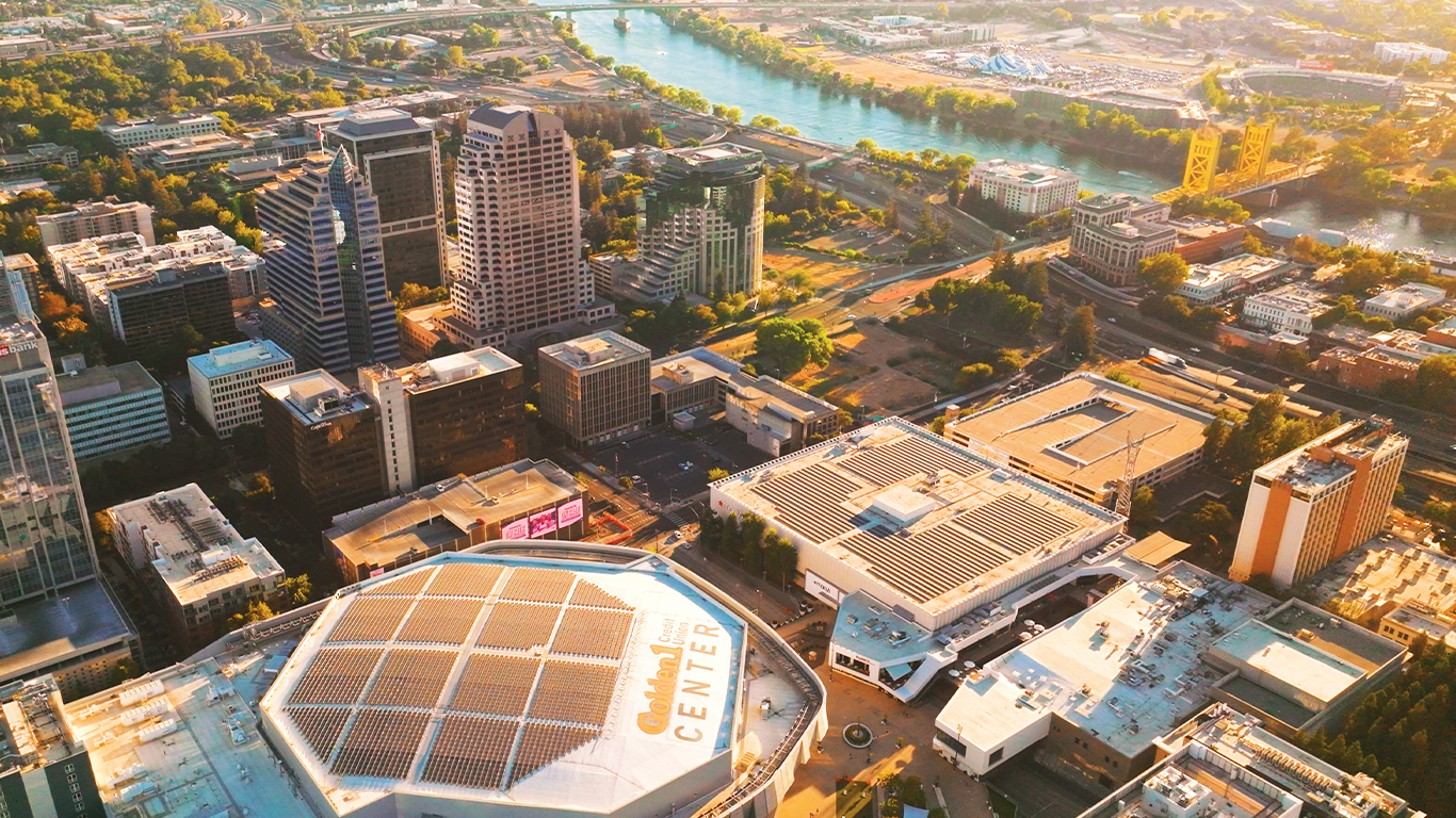 Aerial shot of downtown Sacramento