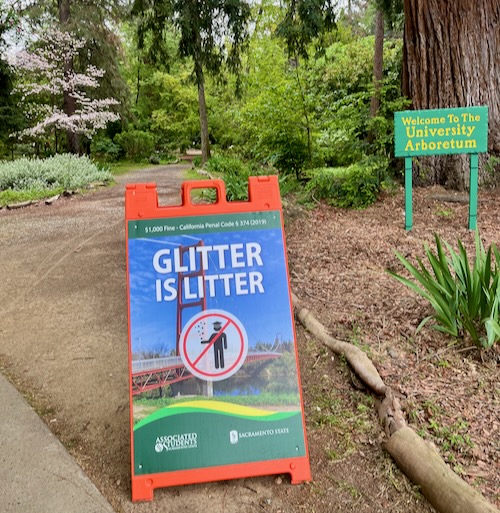 glitter is litter sign in arb