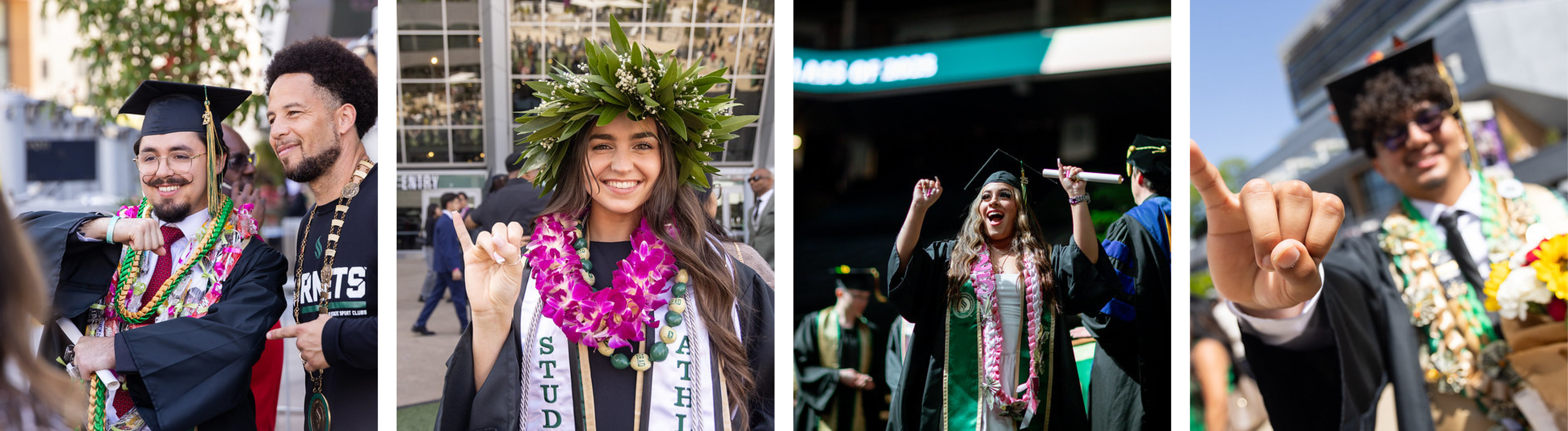 Four images of Spring 2025 commencement