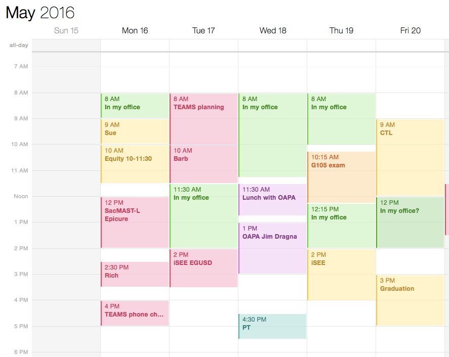 Judi's Finals schedule