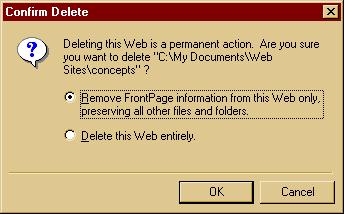Reclassifying a FrontPage Web to folder status