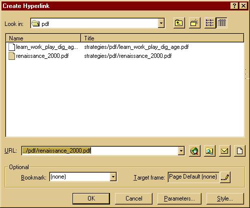 Create hyperlink window