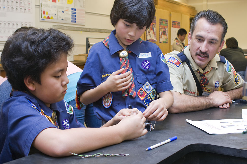 Picture of scout(s) doing physics experaments