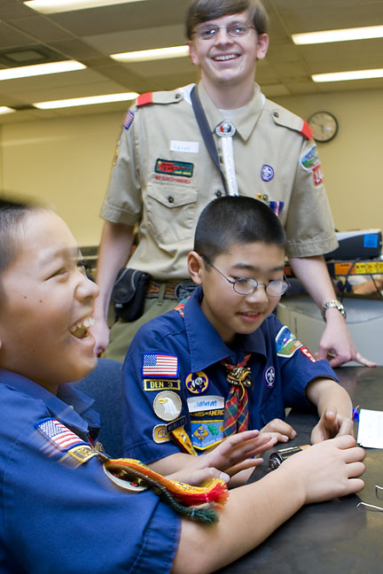 Picture of scout(s) doing physics experaments